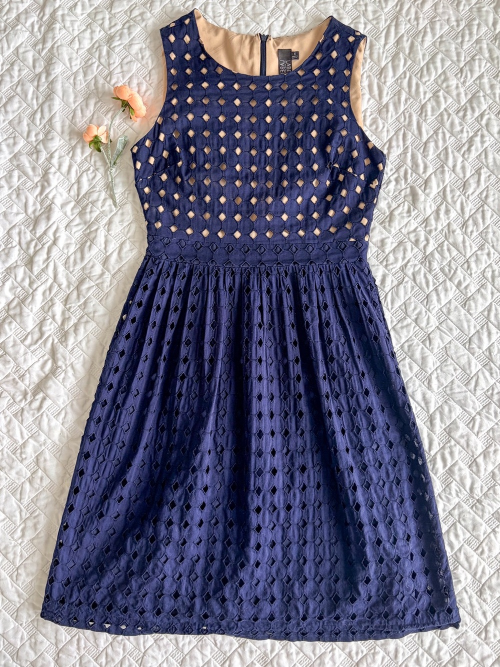 LABEL by Five Twelve Navy Eyelet Sleeveless Dress Size 6